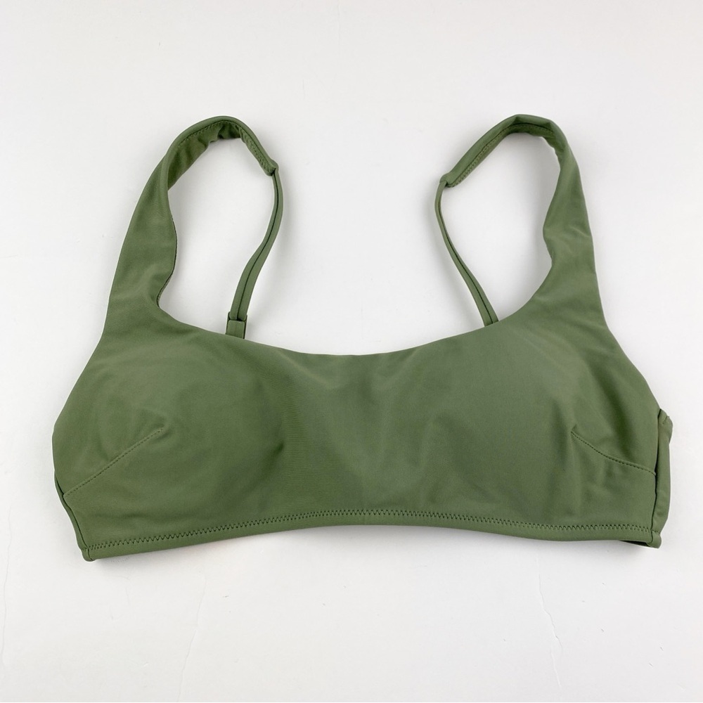 Aerie Tie Back Scoop Bikini Top Green Size S NWOT